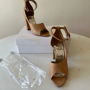 3.1 Phillip Lim Nude leather stack heel sandal with ankle strap size 37.5